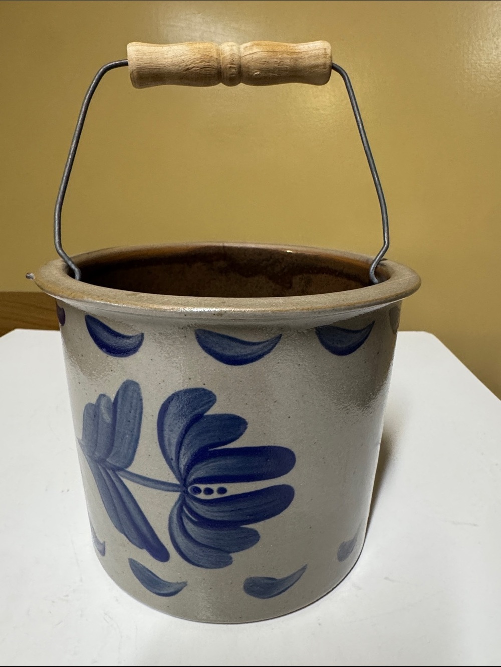 Beaumont Brothers Pottery Crock bucket: Salt Glazed Pail, 1996 4.5”
